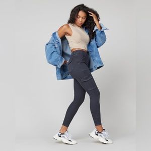 XL Spanx Brand New “Washed Black” Stretch Twill Ankle Cargo Pant